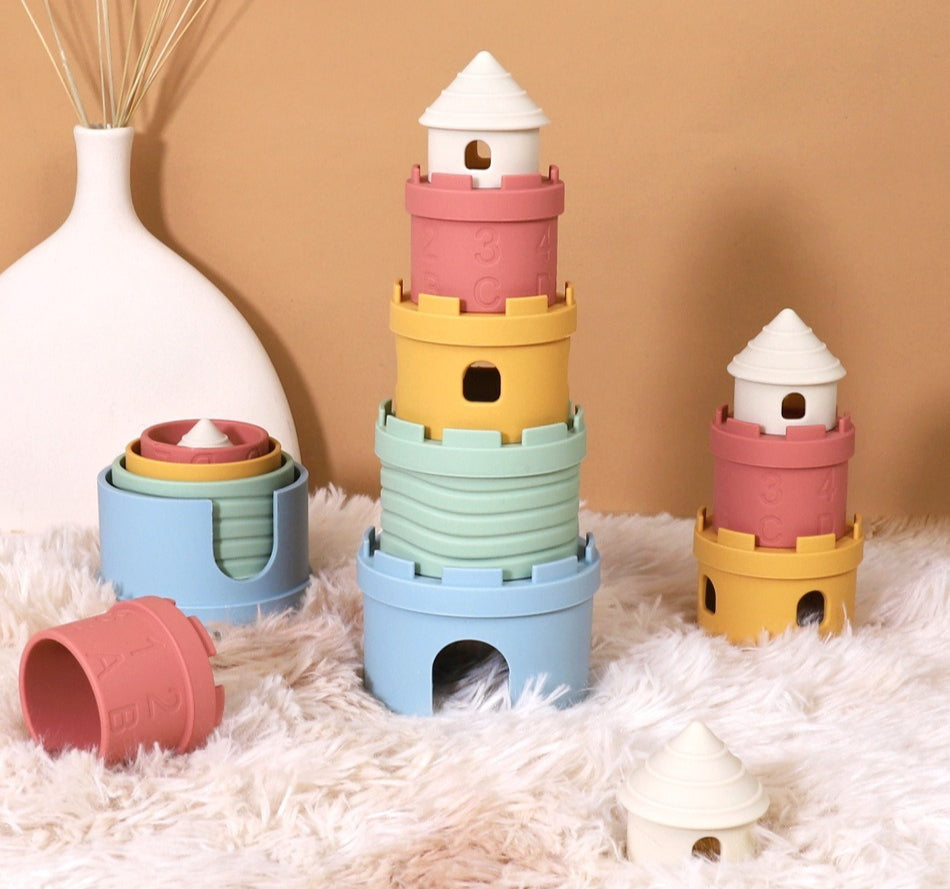 Soft Silicone Stacking Castle Toy for Babies & Toddlers