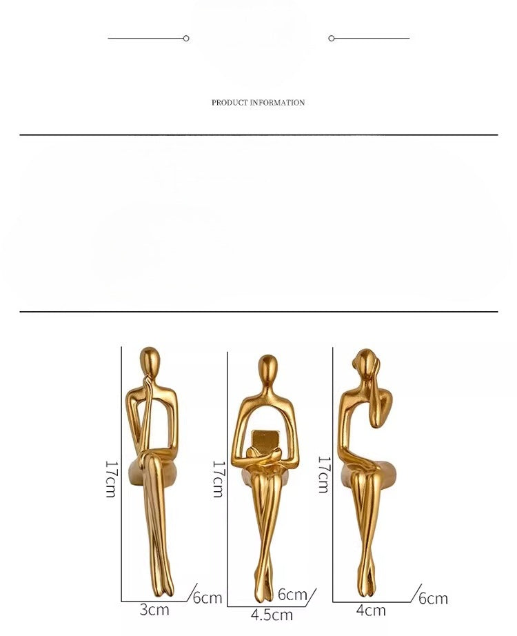 Modern Abstract Thinker Statue Set