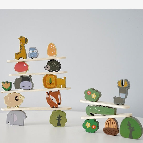 Wooden Forest Animal Stacking Balance Game