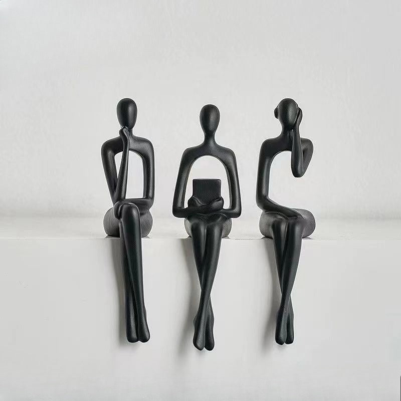 Modern Abstract Thinker Statue Set