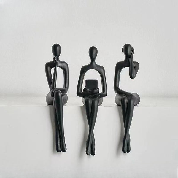 Modern Abstract Thinker Statue Set