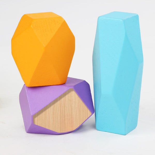 Wooden Rainbow Stacking Stones - Balancing Blocks for Creative Play