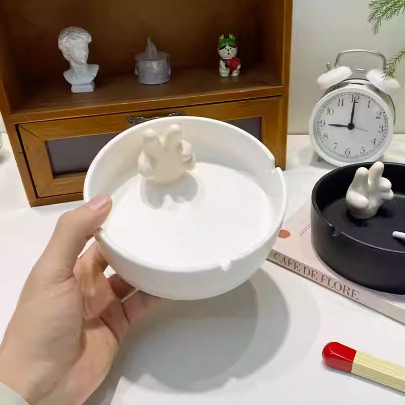 Ceramic Peace Sign Hand Ash Tray