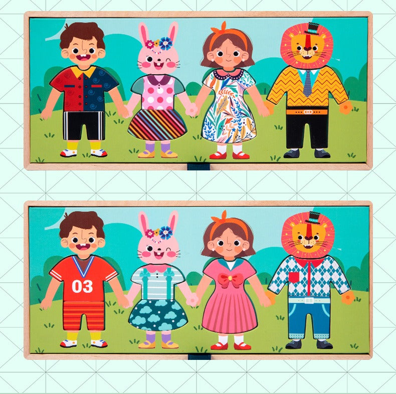 Clothesline Dress-Up Wooden Puzzle Activity
