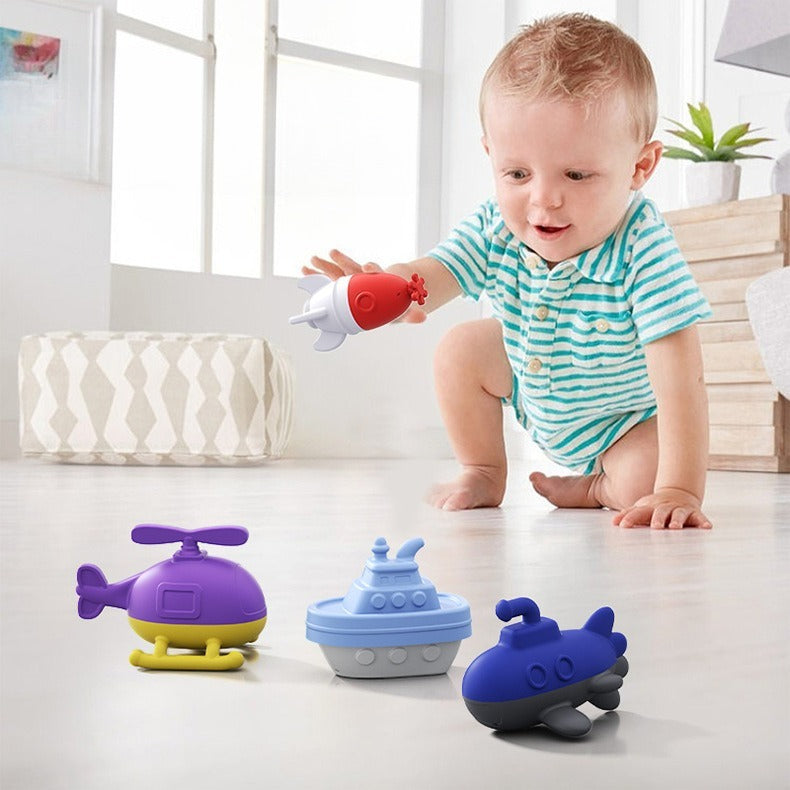 Silicone Vehicle Bath Toy Set