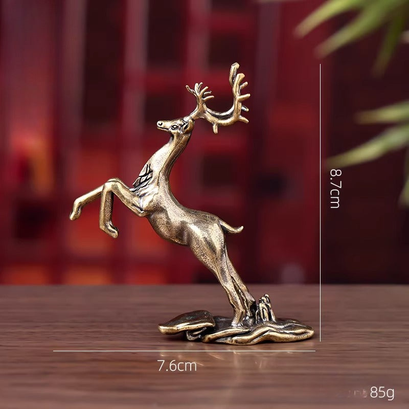 Brass Deer and Cloud Desk Figurine