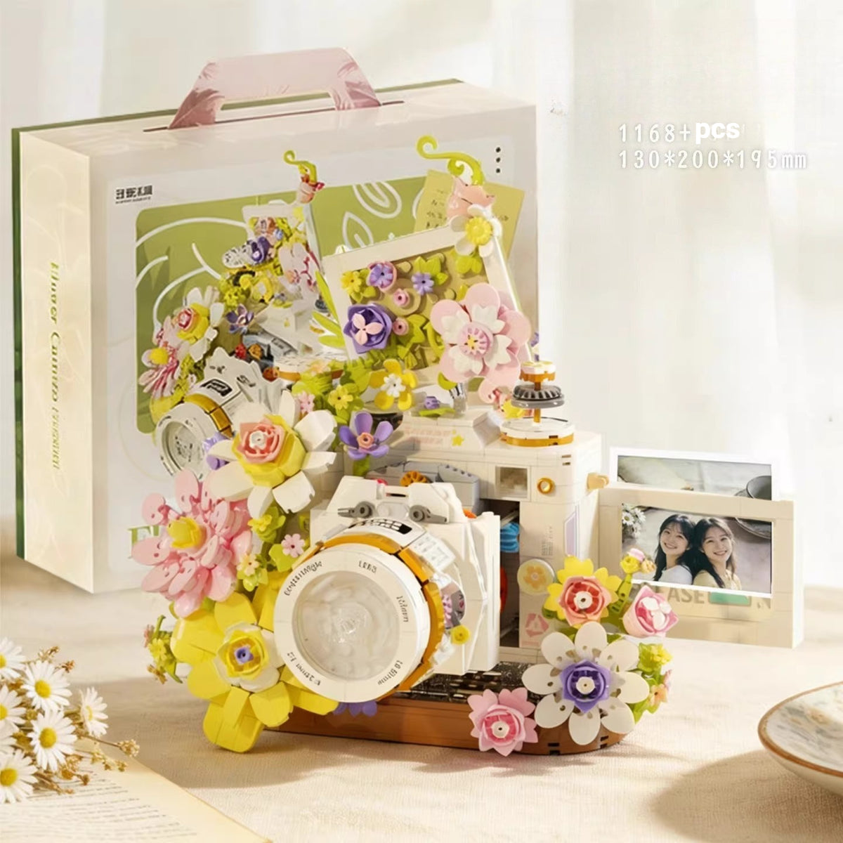Retro Camera Building Block Floral Ornament