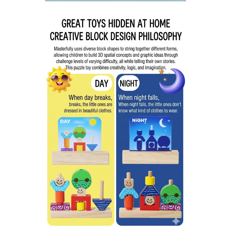 Day and Night Wooden Logic Stacking Toy