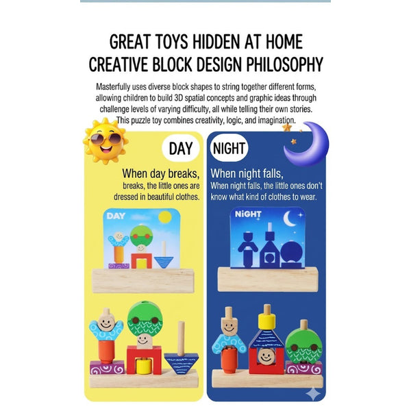 Day and Night Wooden Logic Stacking Toy