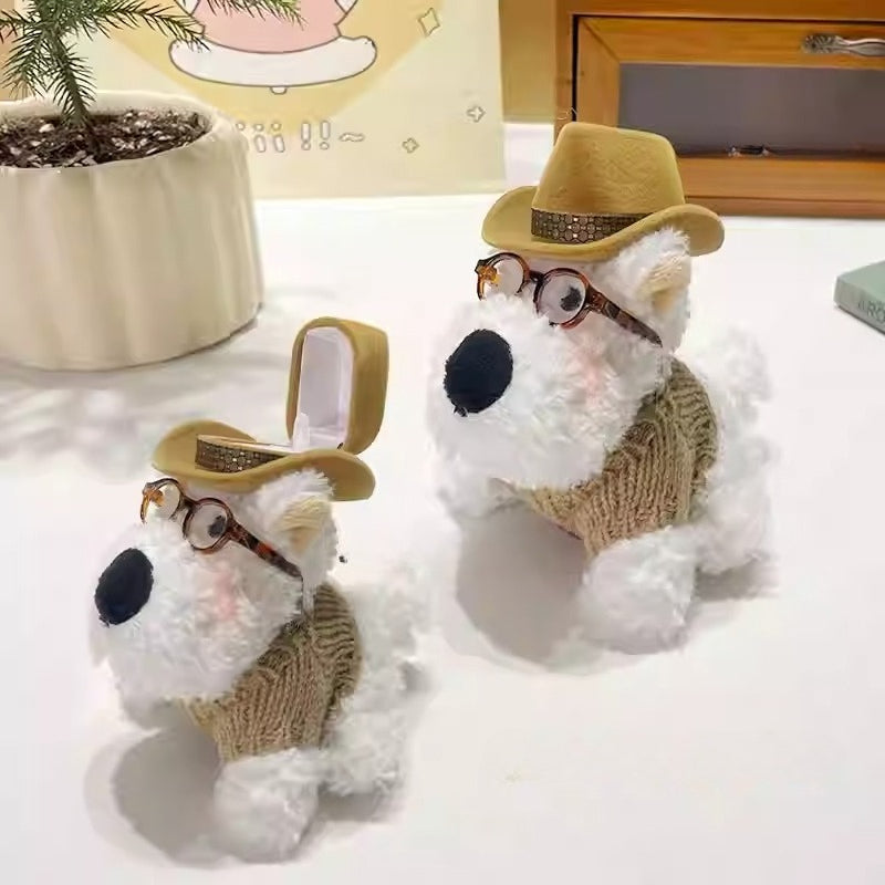 Plush Westie Dog Ring Box
