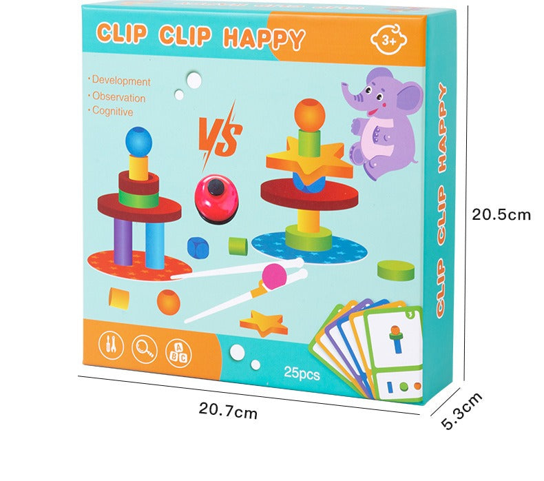 Clip Clip Happy Wooden Stacking Game