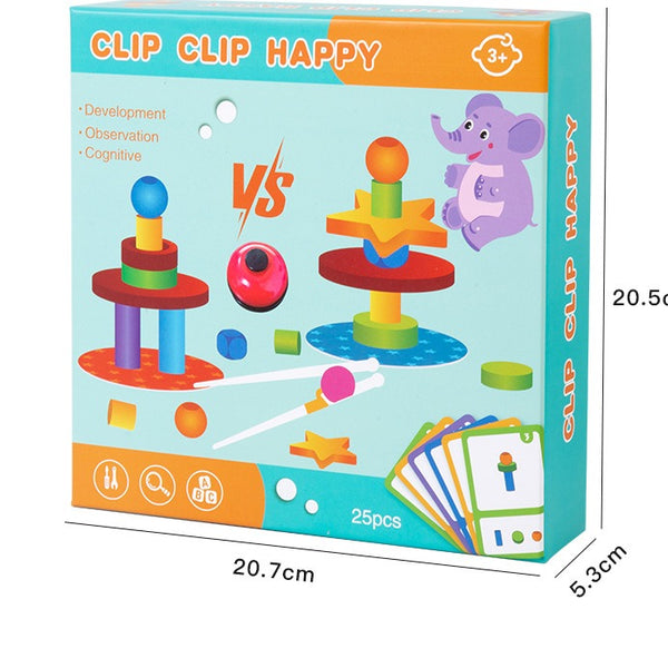 Clip Clip Happy Wooden Stacking Game