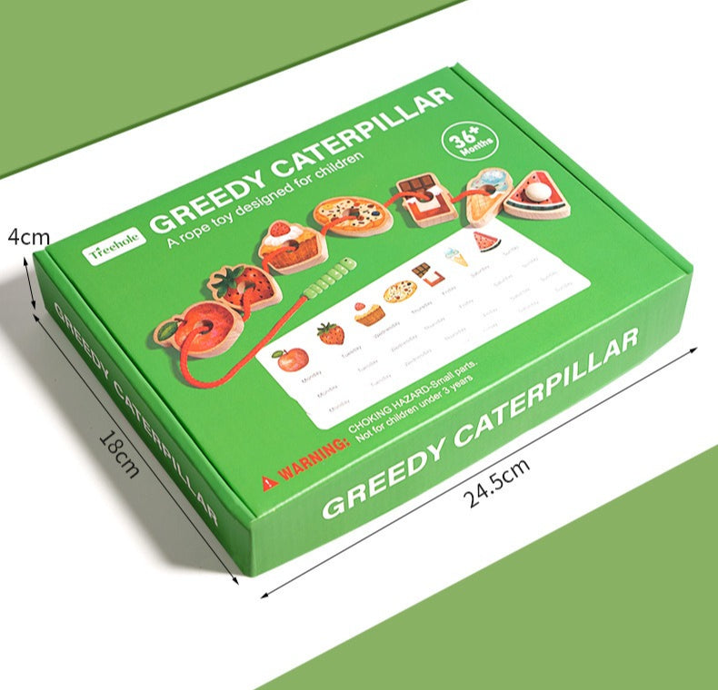 Greedy Caterpillar Wooden Lacing & Threading Game