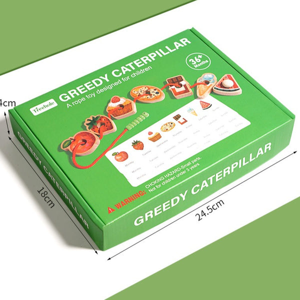 Greedy Caterpillar Wooden Lacing & Threading Game