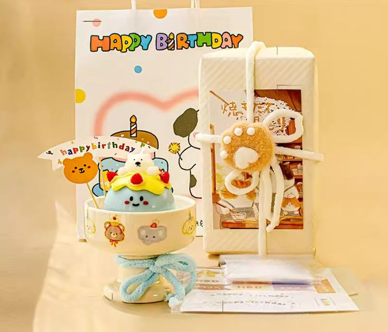 Animal Character Birthday Scented Candle with Ceramic Tray