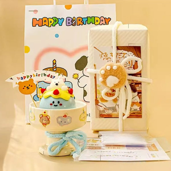 Animal Character Birthday Scented Candle with Ceramic Tray
