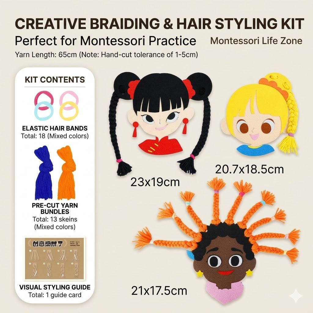 Creative Hair Braiding Activity Set for Kids.