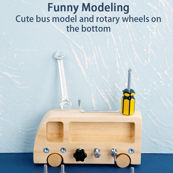 Wooden Busy Bus with Tools Activity Toy