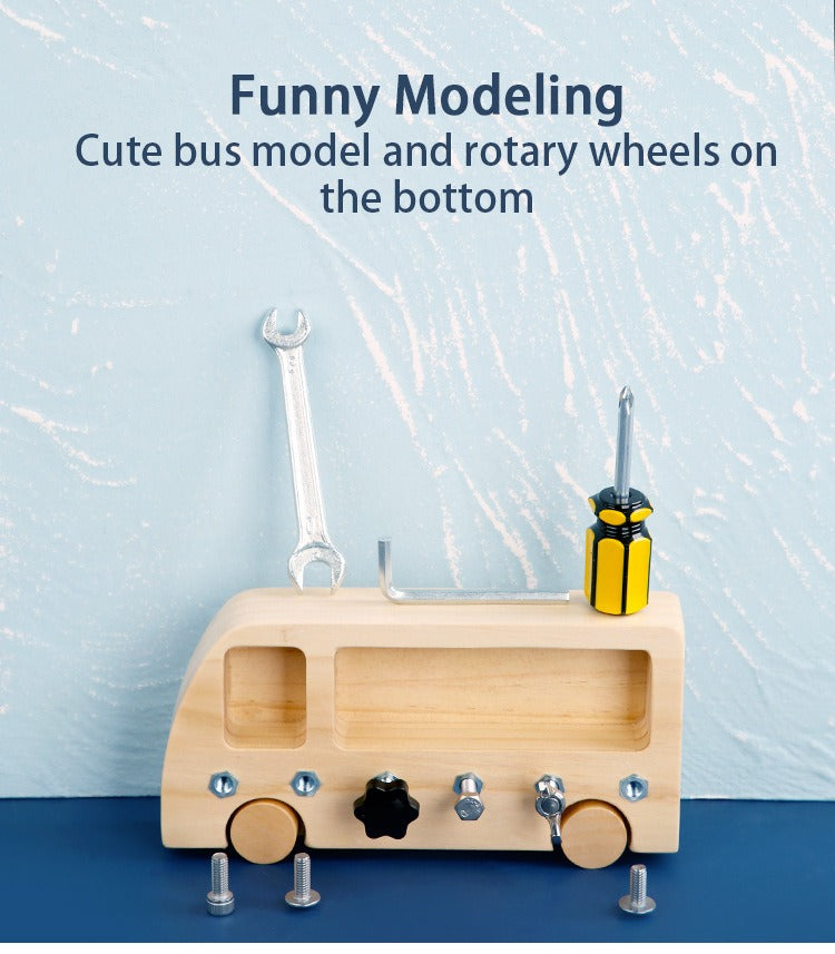 Wooden Busy Bus with Tools Activity Toy