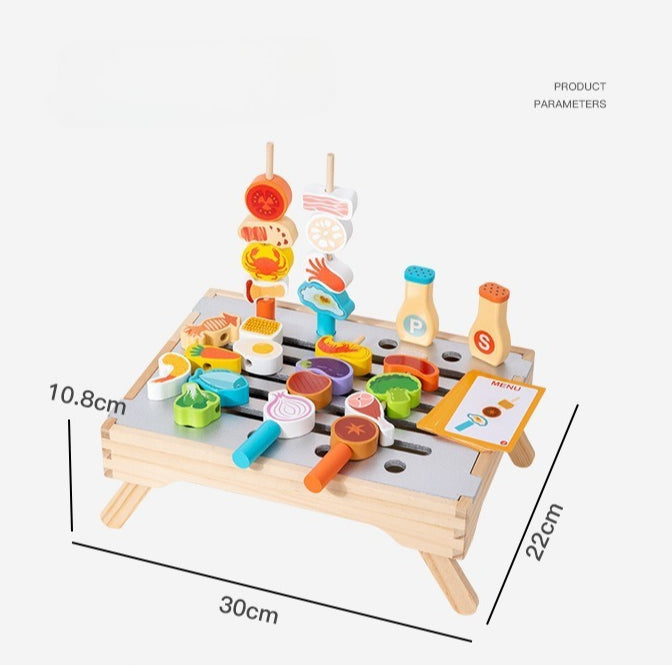 Wooden Pretend Play BBQ Grill Set