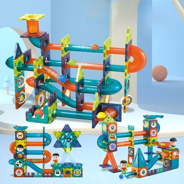 Light-Up Magnetic Ball Run Tiles (49 Pieces)