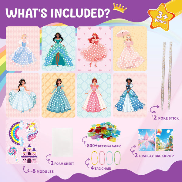 Magical Princess Poke-Art Craft Kit – 3D Dress-Making DIY Set for Kids (6+)