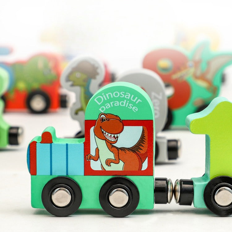 Wooden Magnetic Dinosaur Number Train – 11-Piece Set