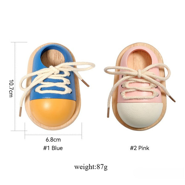 The "I Can Do It" Wooden Lacing Shoe | Learn-to-Tie Practice Toy