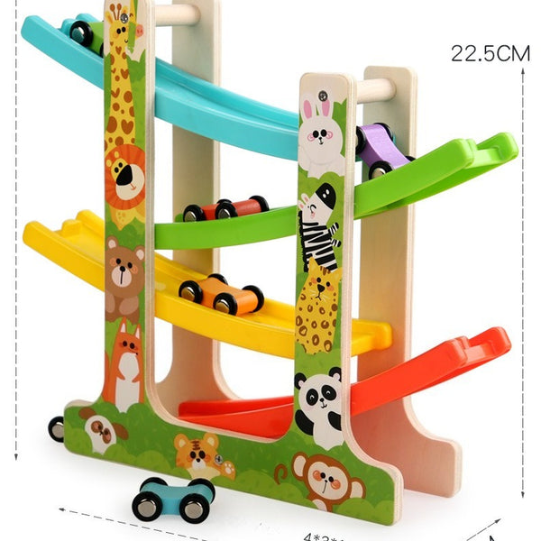 Wooden Car Ramp Racer Zig-Zag Track Toy