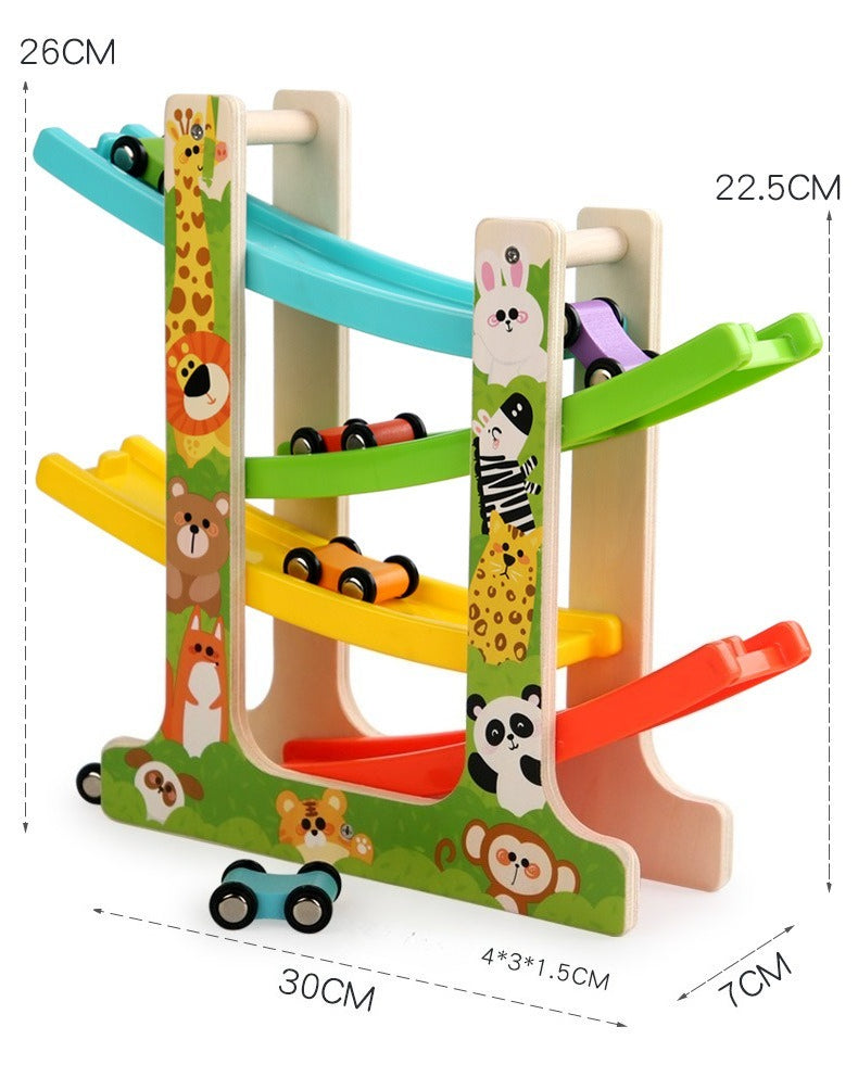 Wooden Car Ramp Racer Zig-Zag Track Toy
