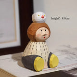 Hand-Carved Wooden Mushroom Doll with Red Balloon FantastiKurios