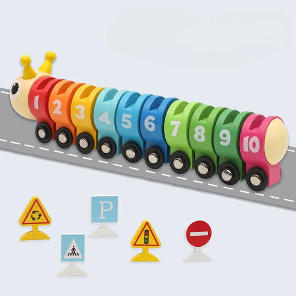Wooden Caterpillar Counting Train & Traffic Set