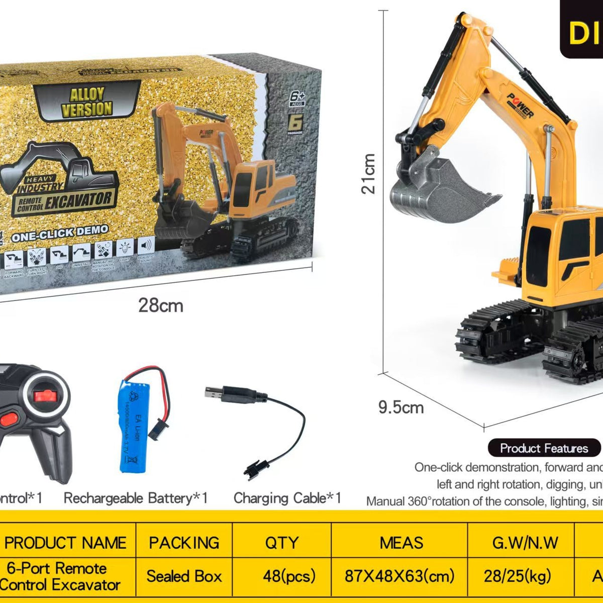 1:24 Scale Remote Control Alloy Excavator