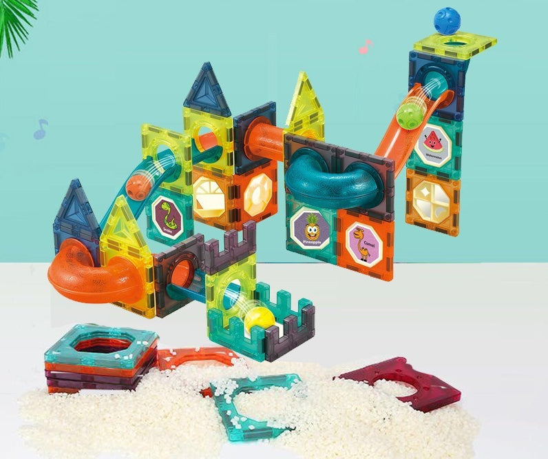 Light-Up Magnetic Ball Run Tiles (49 Pieces)