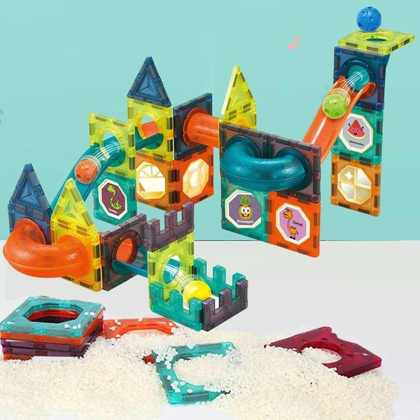 Light-Up Magnetic Ball Run Tiles (49 Pieces)