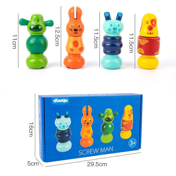 Twist & Play: Wooden Screw Animal Friends (Set of 4)
