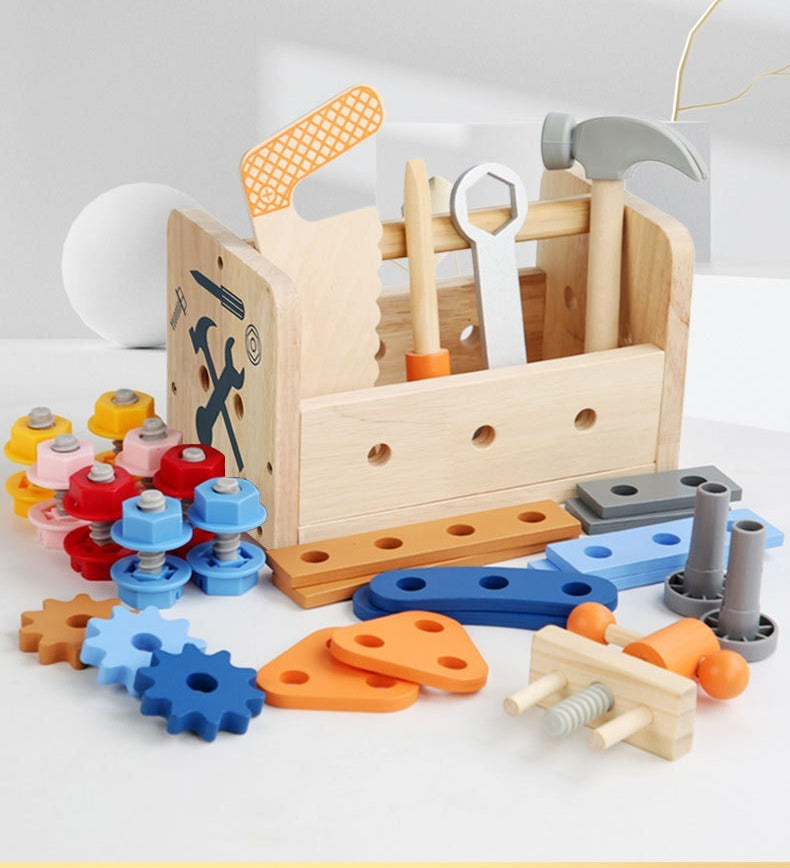 Kids Wooden Toolbox and Construction Toy