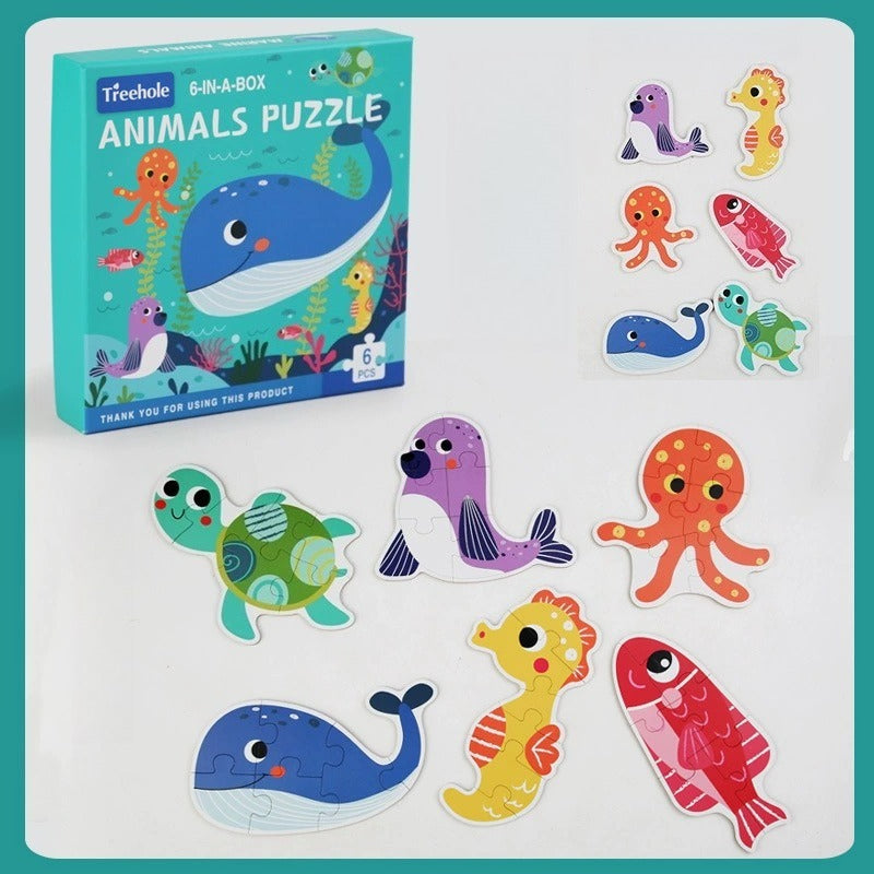 Kids' 6-in-1 Wooden Learning Puzzles - Assorted Themes