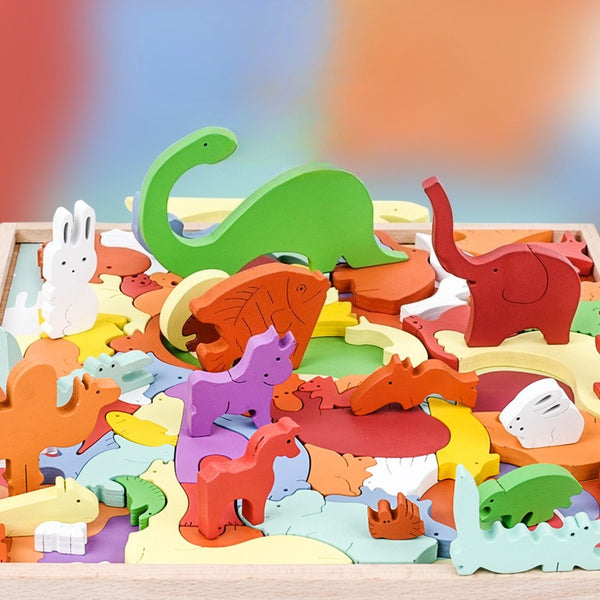 Wooden Animal Parade – 3D Jigsaw Puzzle & Stacking Game