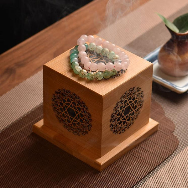 Decorative Wooden Incense Box – Aromatherapy Smudge & Crystal Cleansing Holder