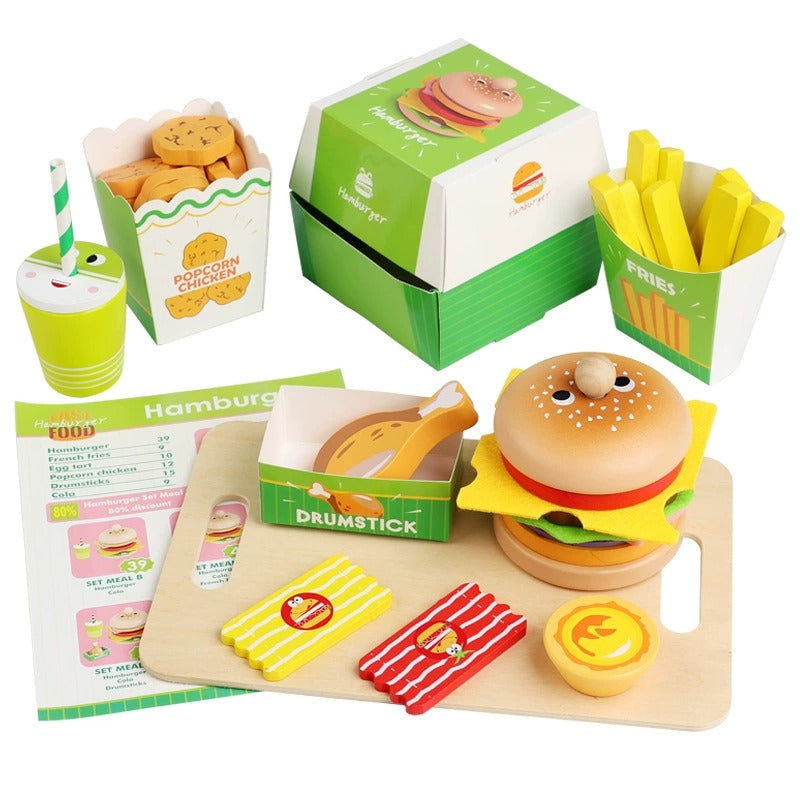 Wooden Pretend Play Fast Food Set