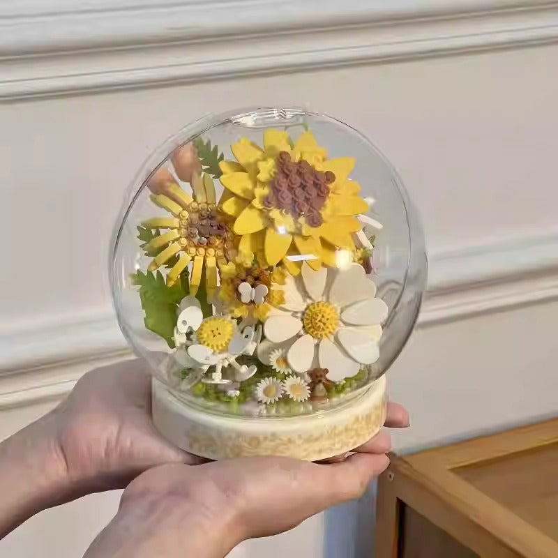 Floral Botanical Building Block Night Light with Dust Dome