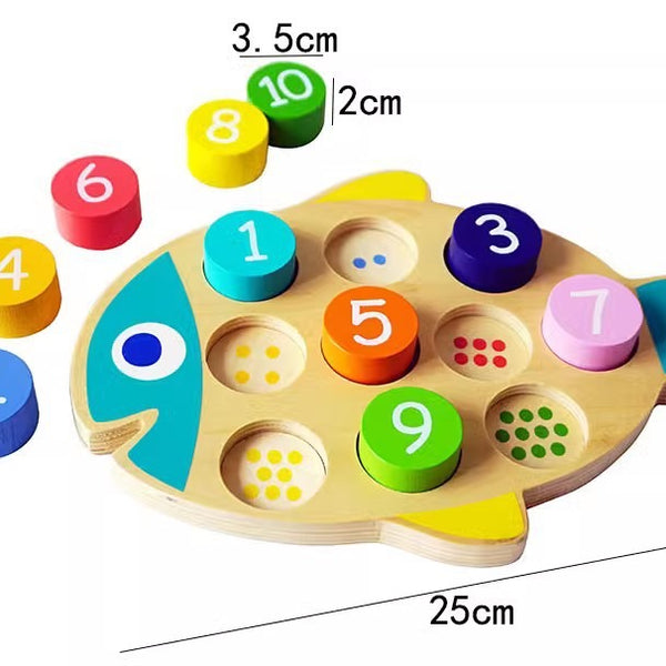 Wooden Fish Number Counting Toy Matching Puzzle