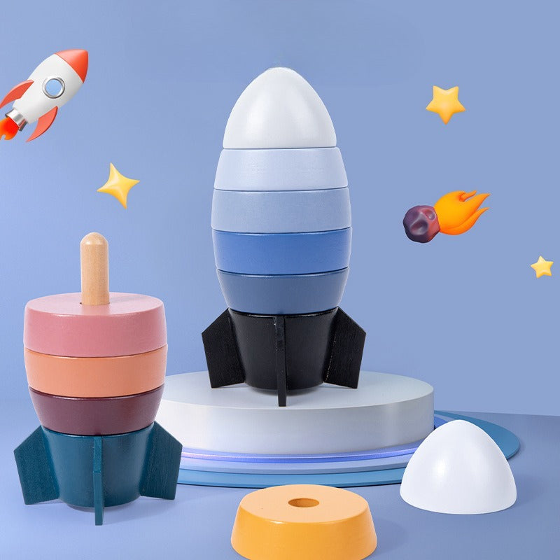 Wooden Rocket Stacker & Balancing Toy