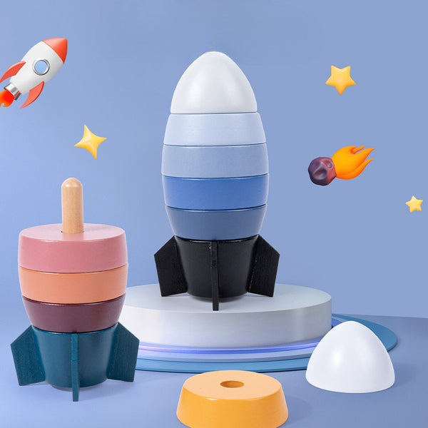 Wooden Rocket Stacker & Balancing Toy