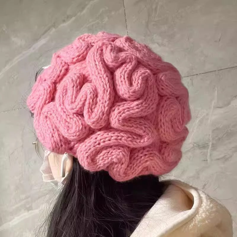 Hand-Knitted Brain Beanie - Funny Pink Novelty Hat – Fantastikurios