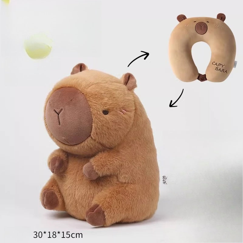 Capybara Plush 2-in-1 Travel Pillow