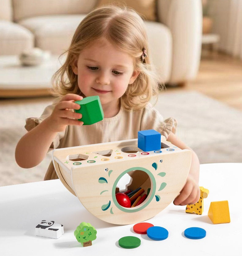Wooden Montessori Shape Sorting Boat