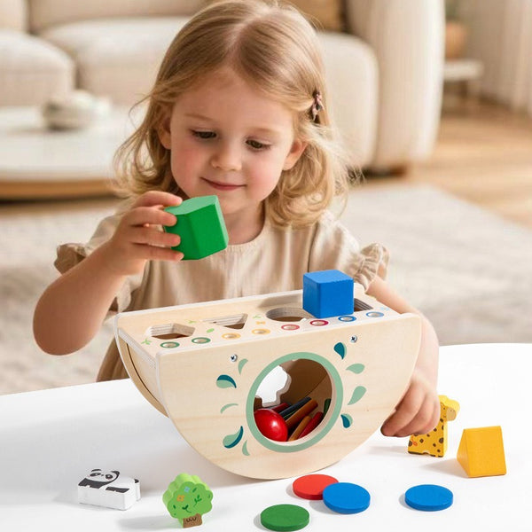 Wooden Montessori Shape Sorting Boat