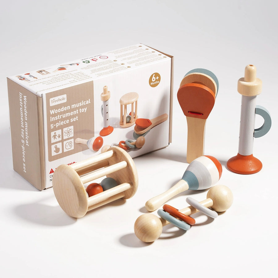 5-Piece Wooden Musical Instrument Set